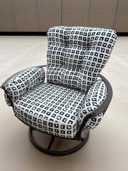 OW Lee Monterra Wrought Iron Swivel Rocker Outdoor Lounge Chairs (Set of 2) – New, Open Box