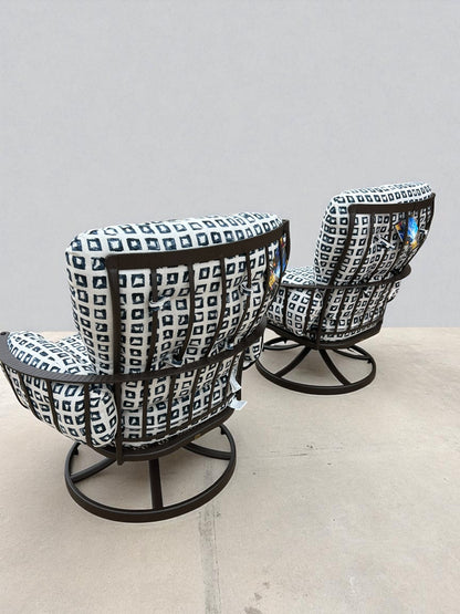 OW Lee Monterra Wrought Iron Swivel Rocker Outdoor Lounge Chairs (Set of 2) – New, Open Box