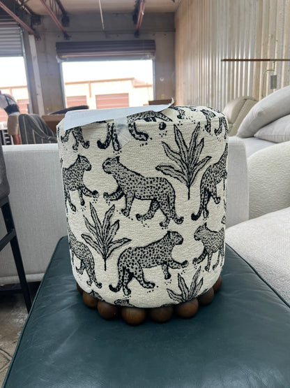 TOV Furniture Dex Leopard Jacquard Ottoman – Cream
