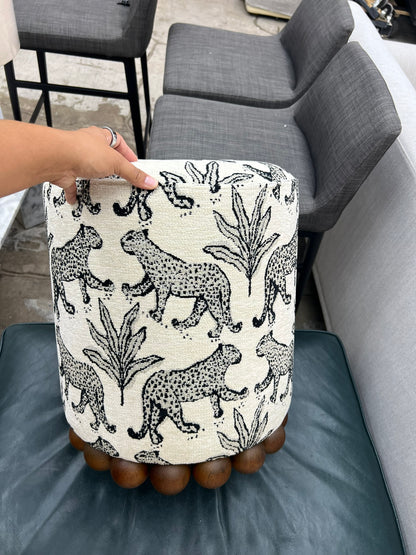 TOV Furniture Dex Leopard Jacquard Ottoman – Cream