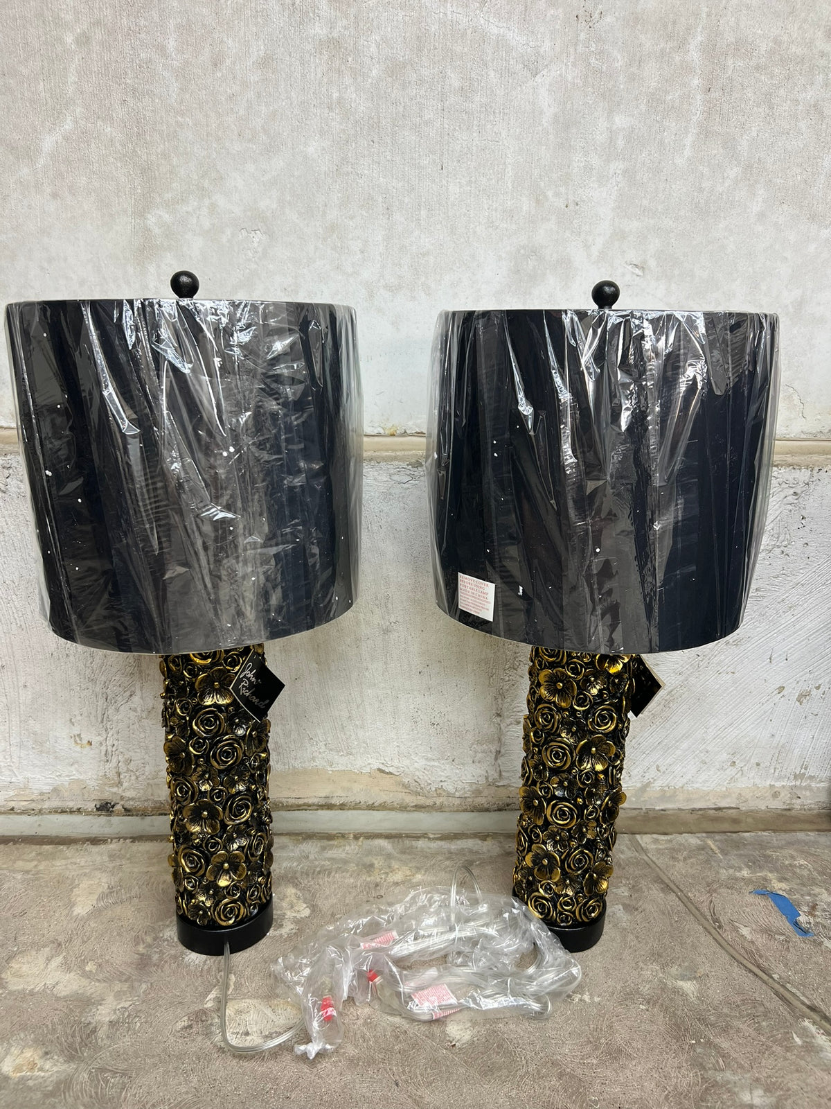 John-Richard Distressed Blooms Table Lamps – Set of 2