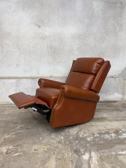 Saddle Genuine Leather Manual Swivel Glider Recliner