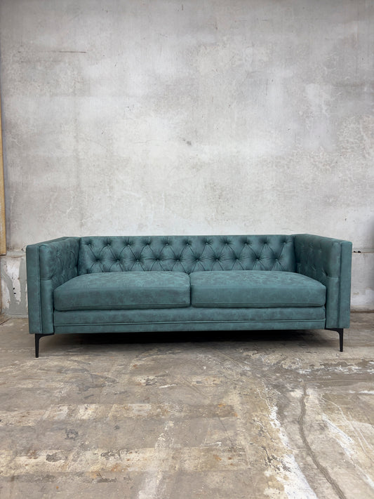Capsa 84" Vegan Leather Tufted Sofa