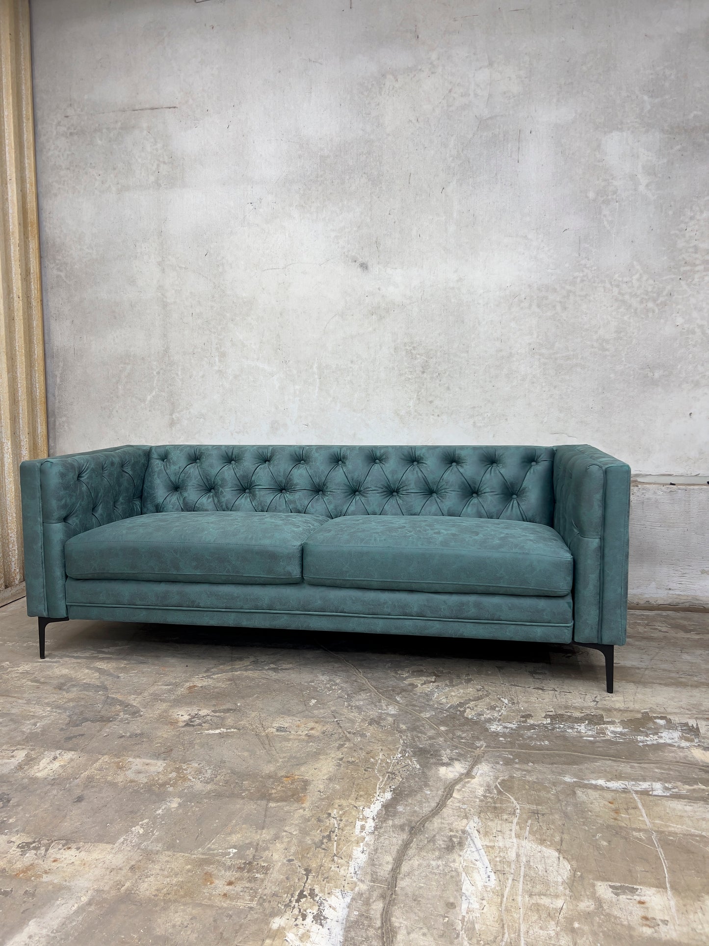 Capsa 84" Vegan Leather Tufted Sofa