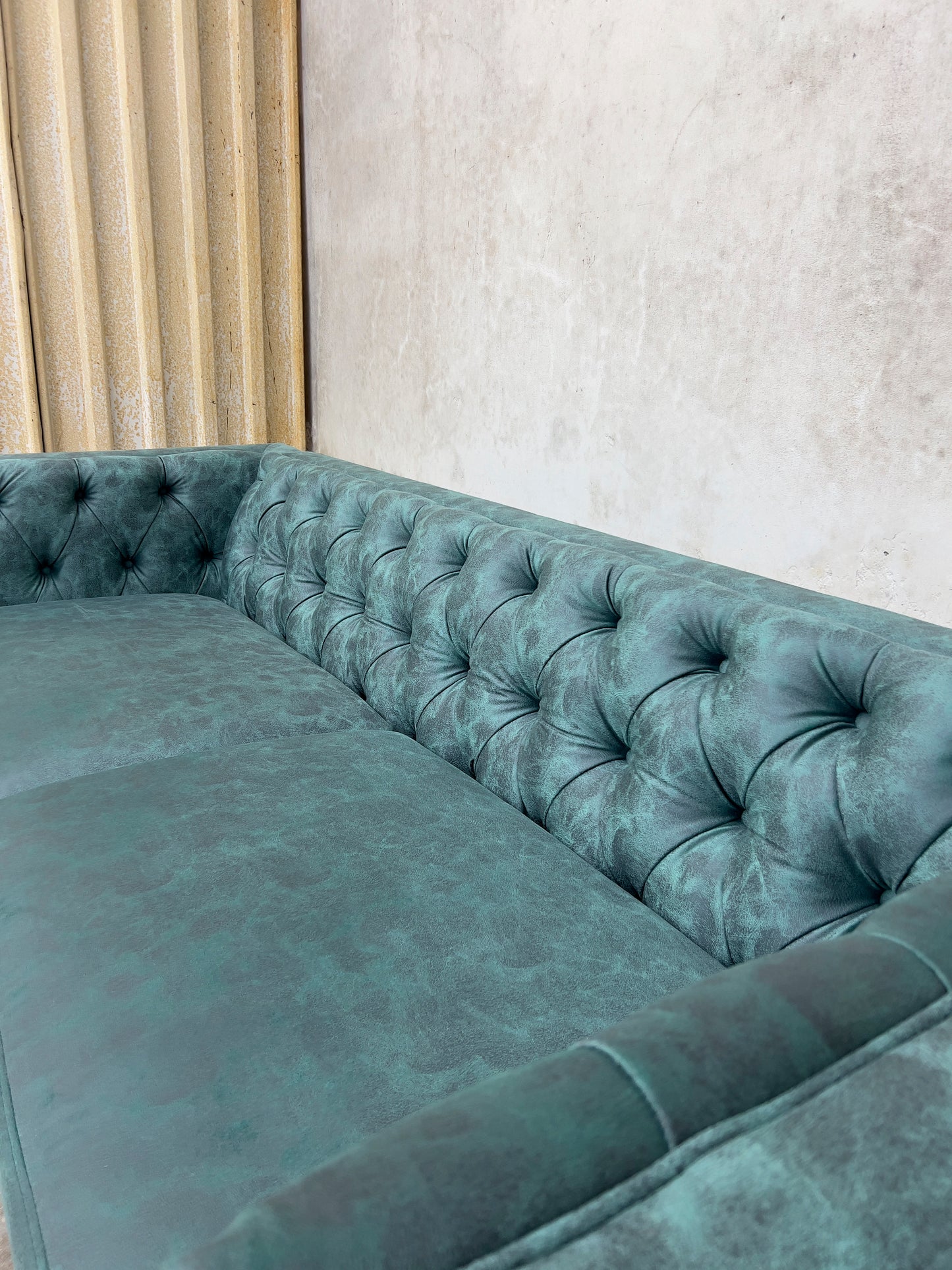 Capsa 84" Vegan Leather Tufted Sofa