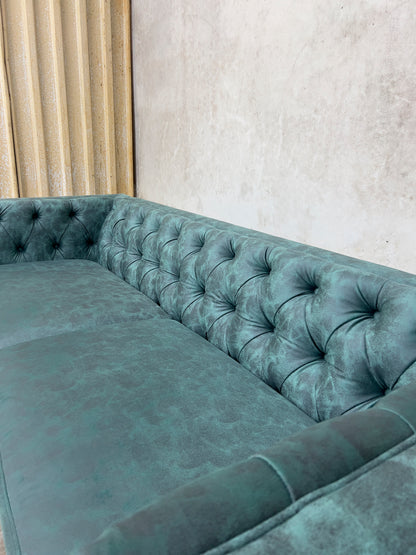 Capsa 84" Vegan Leather Tufted Sofa