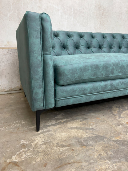 Capsa 84" Vegan Leather Tufted Sofa