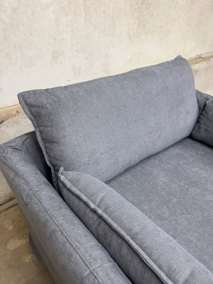 Sophie Modern Oversized Slipcovered Armchair with Ottoman.