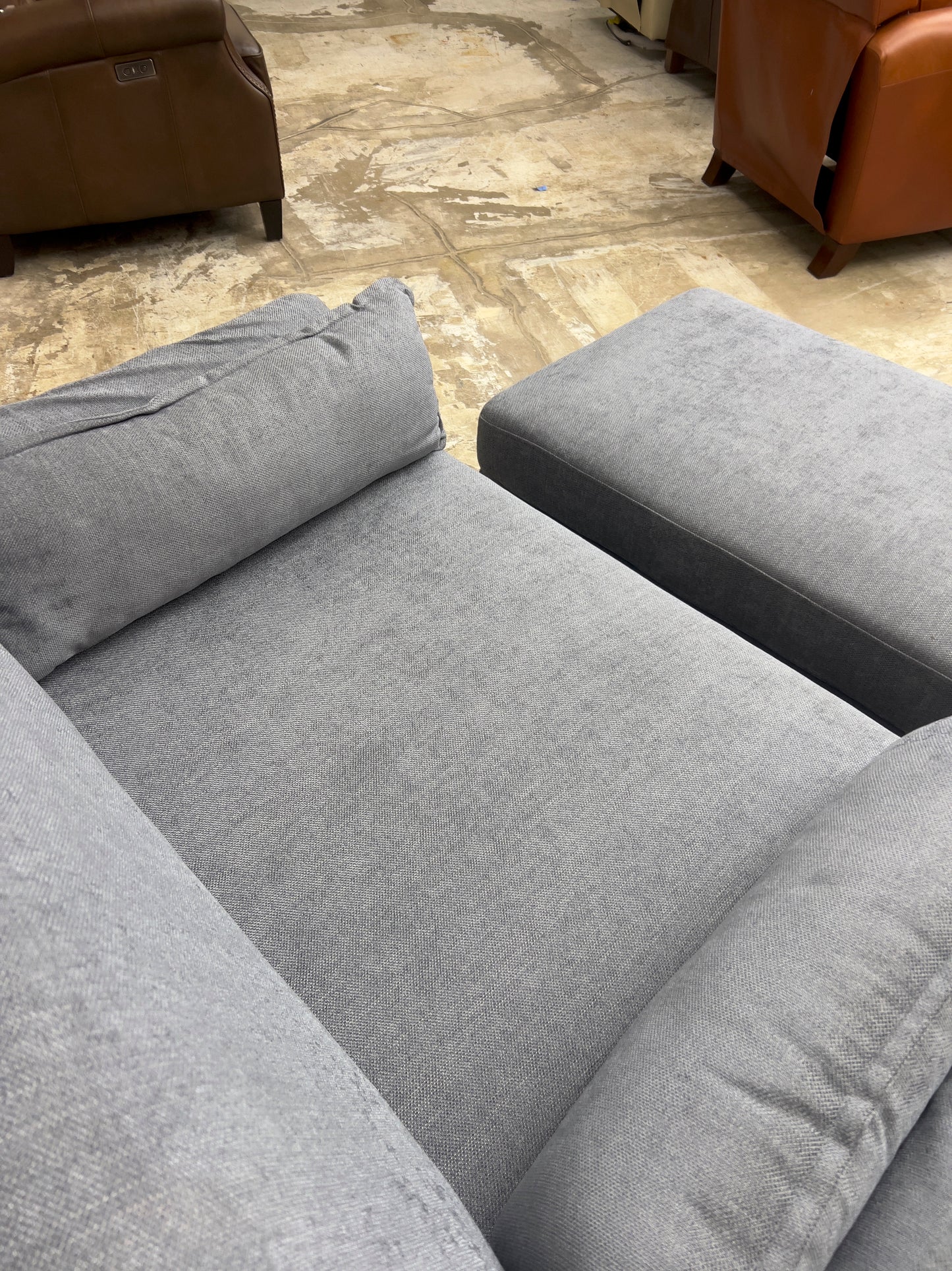 Sophie Modern Oversized Slipcovered Armchair with Ottoman.