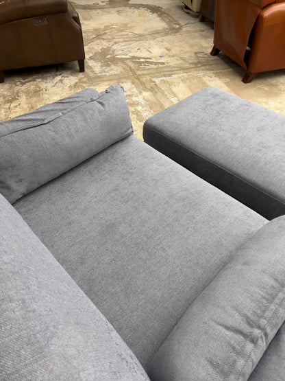 Sophie Modern Oversized Slipcovered Armchair with Ottoman.