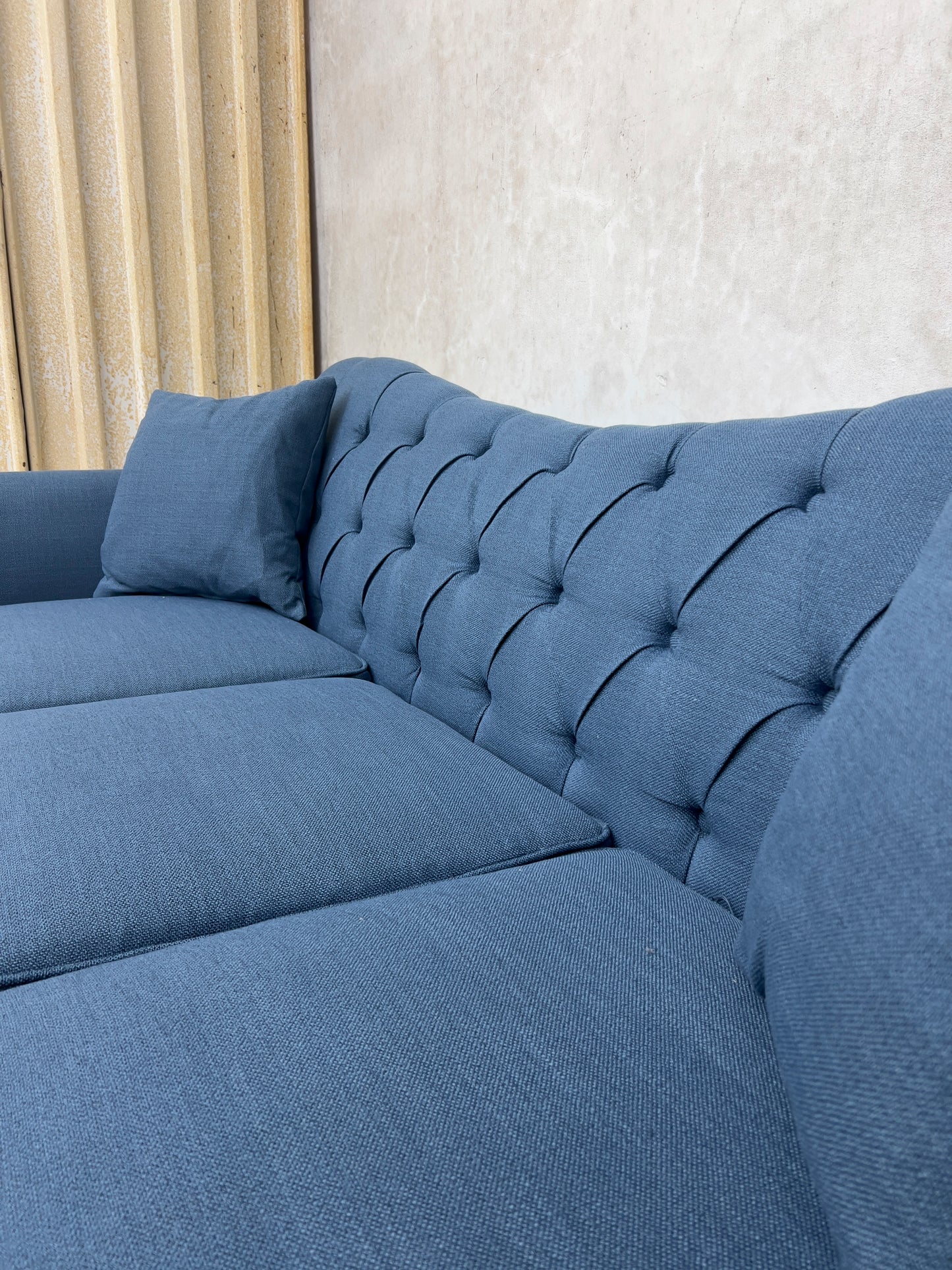 Traditional 83" Wide Tufted Sofa with Solid Wood Legs.