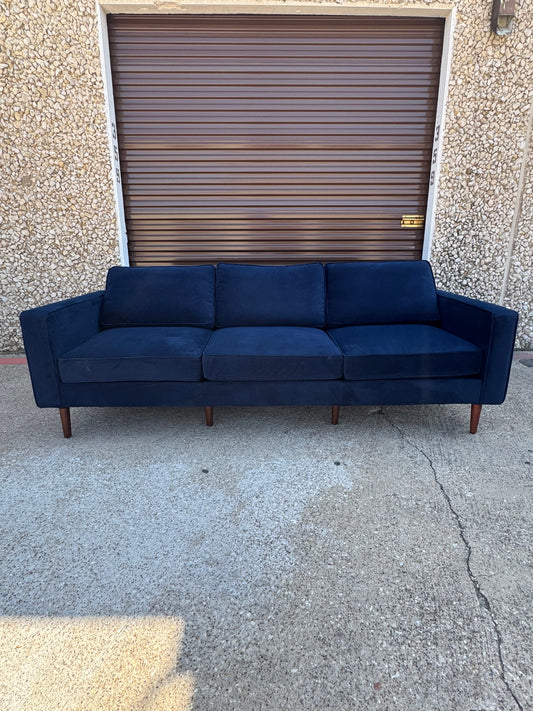 Burrow Nomad Velvet Sofa – Midnight Blue, Modular 3-Seater – Open Box