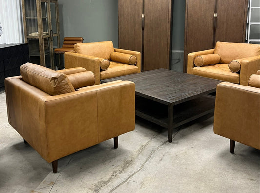 Poly & Bark Napa Lounge Chairs (Set of 4) – Cognac Tan