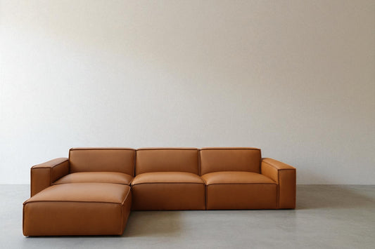 Castlery: Jonathan Leather Extended Sofa with Ottoman
