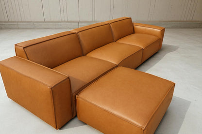 Castlery: Jonathan Leather Extended Sofa with Ottoman