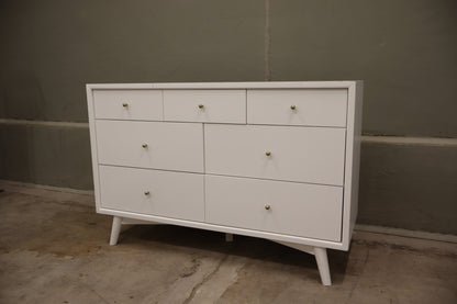 White 7-Drawer Assembled Double Dresser.