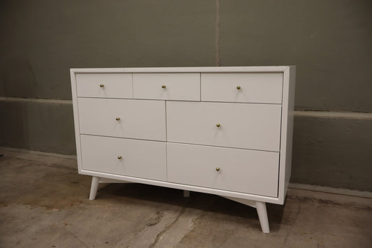 White 7-Drawer Assembled Double Dresser.