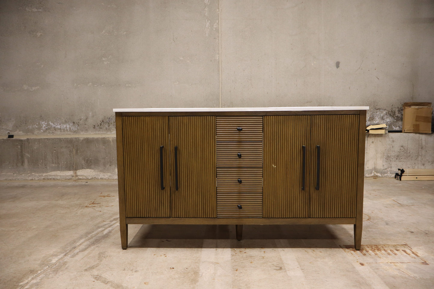 60 in. Double Sink Hazel Oak Bath Vanity with White Engineered Marble Top