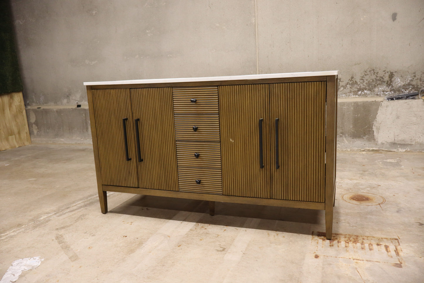 60 in. Double Sink Hazel Oak Bath Vanity with White Engineered Marble Top