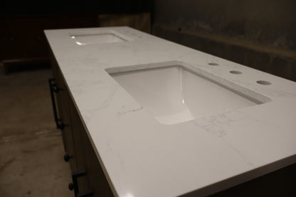 60 in. Double Sink Hazel Oak Bath Vanity with White Engineered Marble Top