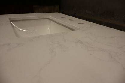 60 in. Double Sink Hazel Oak Bath Vanity with White Engineered Marble Top
