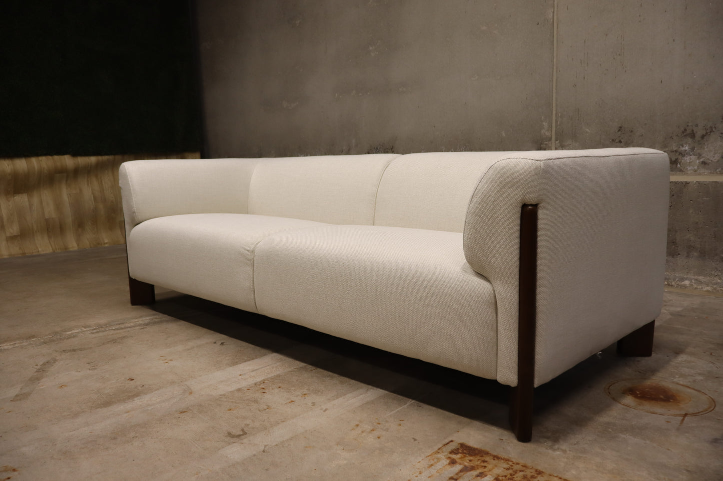 Beige sofa wood accent legs