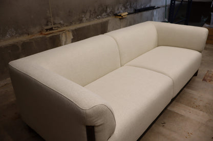 Beige sofa wood accent legs
