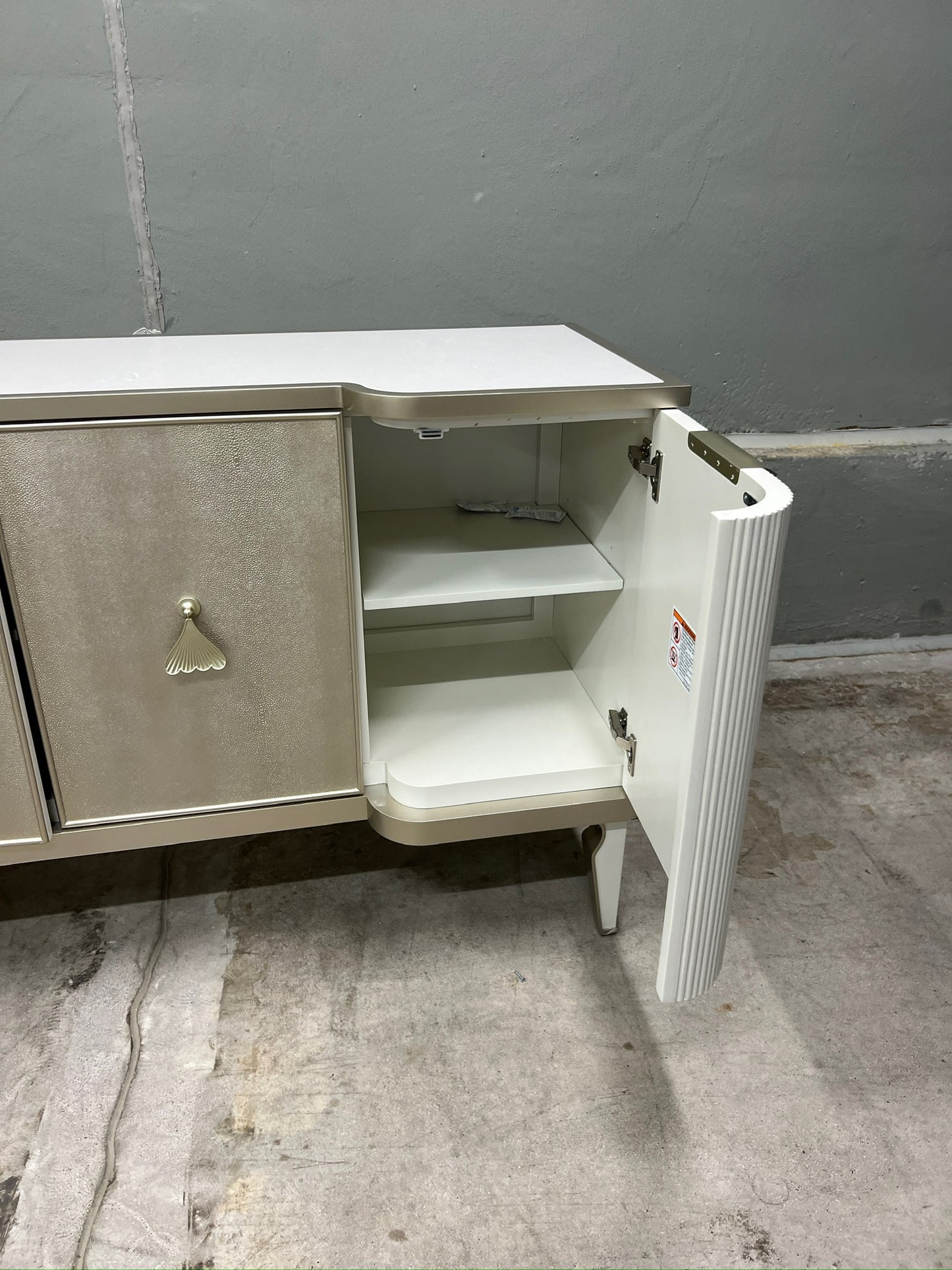 High-end designer sideboard with a luxurysculptural look