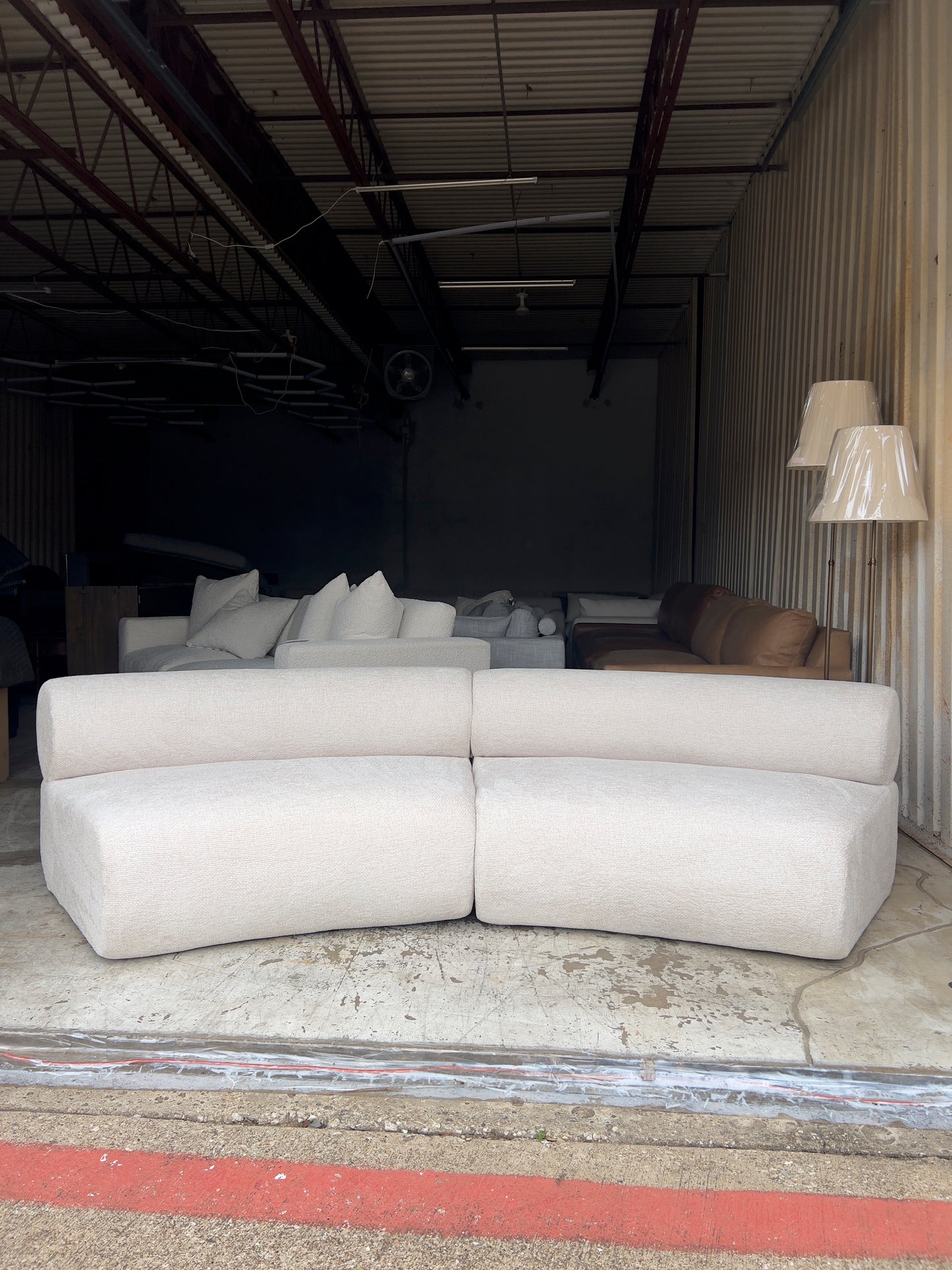 Wrought  108" Cream Sofa Curved