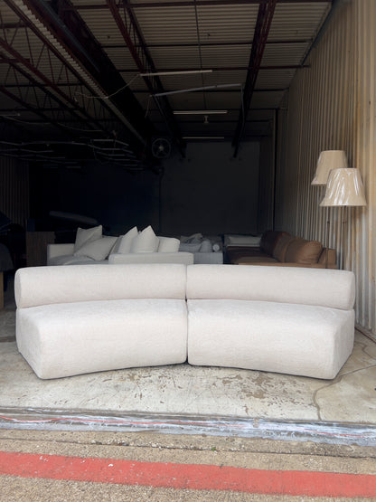 Wrought  108" Cream Sofa Curved