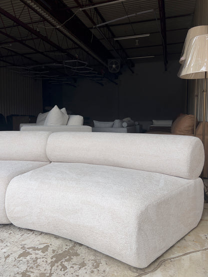 Wrought  108" Cream Sofa Curved