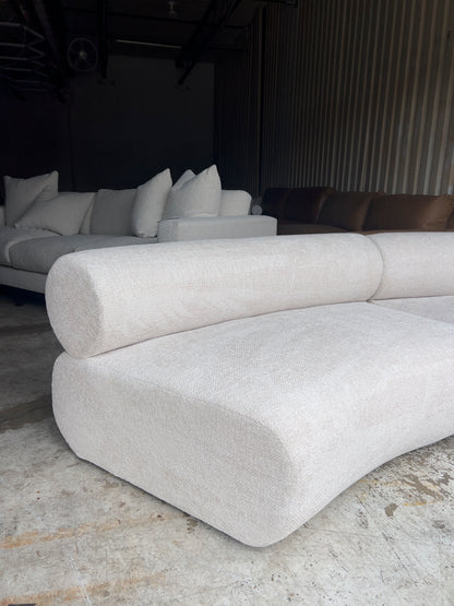 Wrought  108" Cream Sofa Curved