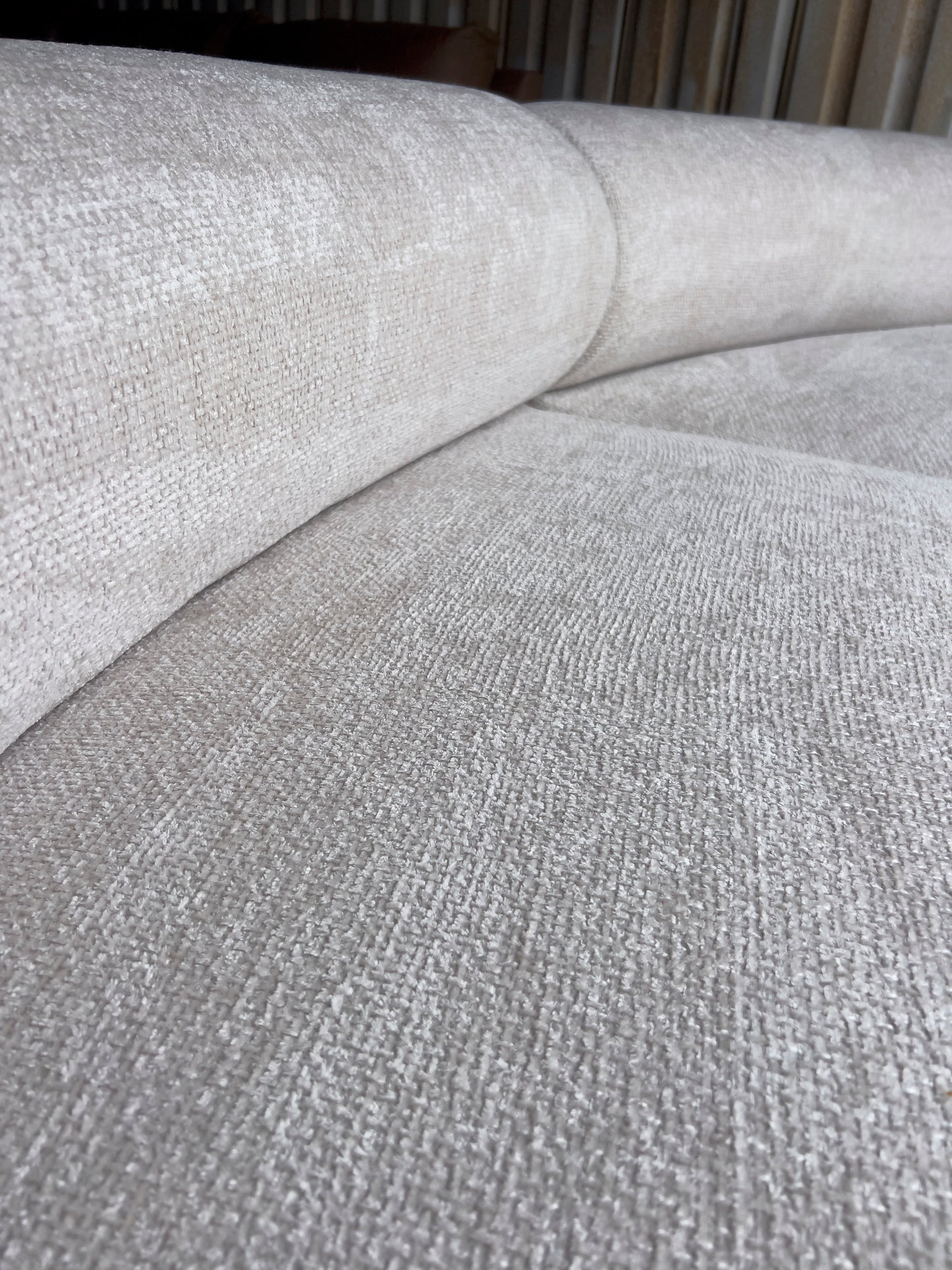 Wrought  108" Cream Sofa Curved
