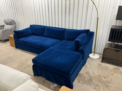106" Elegant Performance Fabric Slip Cover Sofa- Cobalt Blue