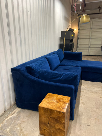 106" Elegant Performance Fabric Slip Cover Sofa- Cobalt Blue