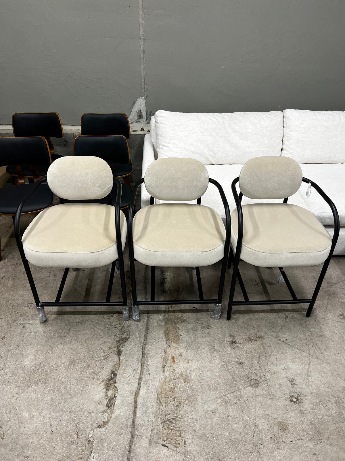 Denver Modern Arches Counter Stools – Set of 3, Velvet – New Open Box