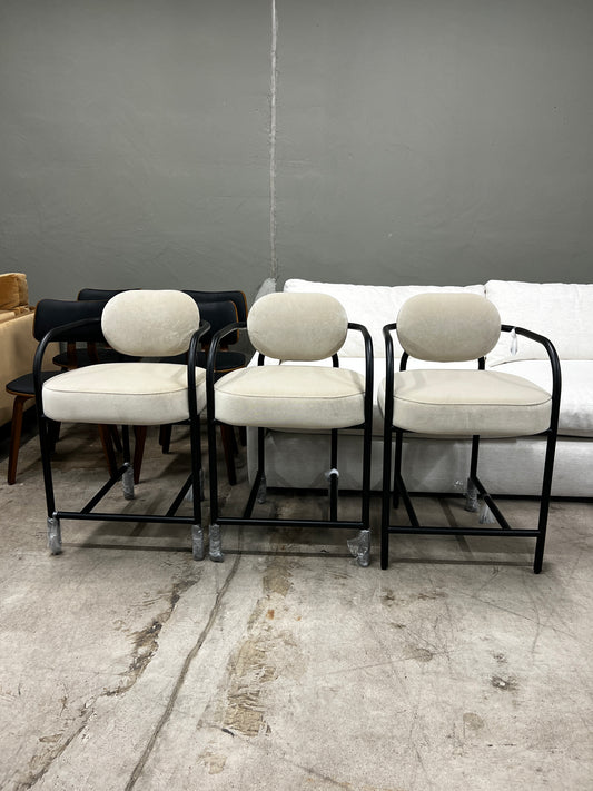 Denver Modern Arches Counter Stools – Set of 3, Velvet – New Open Box