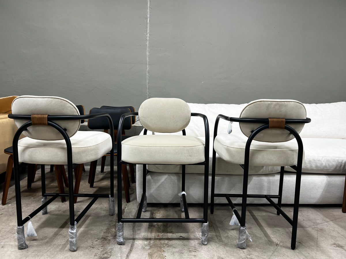 Denver Modern Arches Counter Stools – Set of 3, Velvet – New Open Box