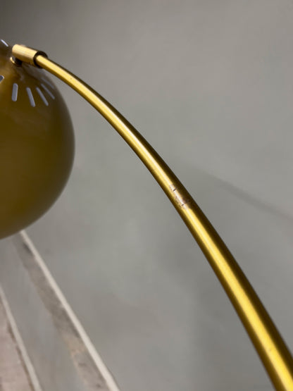 Brass Arc Floor Lamp – Marble Base, Dome Shade – Used