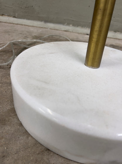 Brass Arc Floor Lamp – Marble Base, Dome Shade – Used