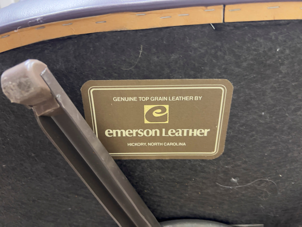 Rowe Emmerson Leather Swivel Barrel Chairs – Set of 2, Mauve/Purple – Used