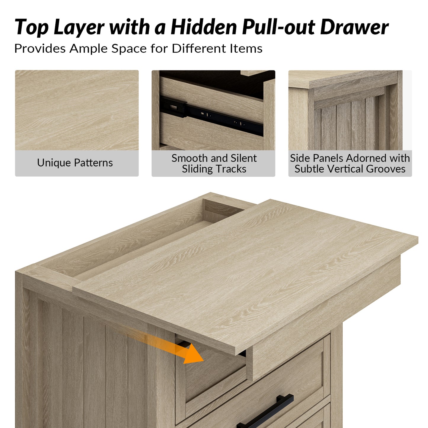Joachim 3 Drawer Nightstand-OAK