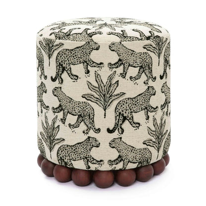 TOV Furniture Dex Leopard Jacquard Ottoman – Cream