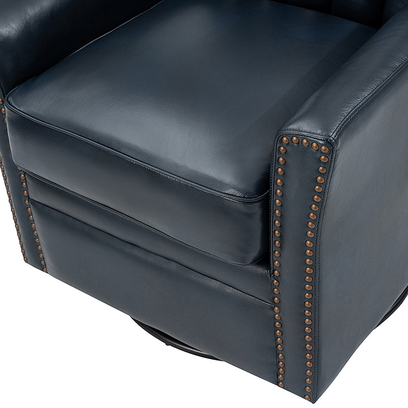 Kalai Genuine Leather Swivel Chair NAVY