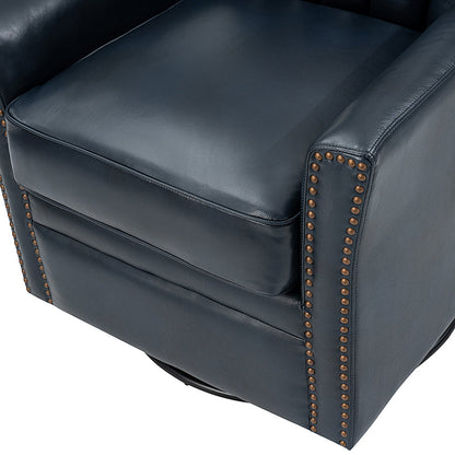 Kalai Genuine Leather Swivel Chair NAVY