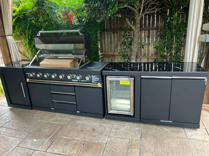 Akoah 4-Piece Modular Outdoor Kitchen Set with 8-Burner Grill + Fridge + Trashcan +Sink