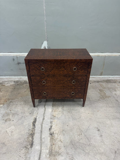 EGA Home Burl Walnut Three Drawer Chest