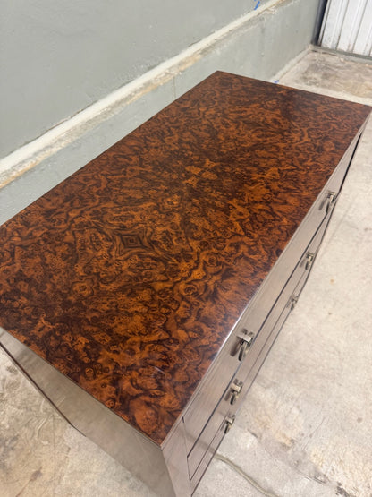 EGA Home Burl Walnut Three Drawer Chest