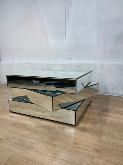 Meridian Furniture Haven Stacked Design Mirrored Coffee Table