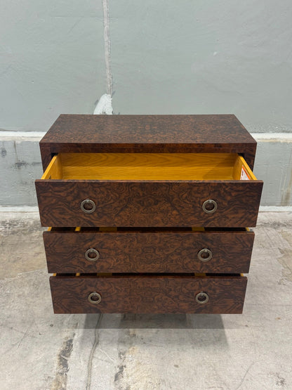 EGA Home Burl Walnut Three Drawer Chest